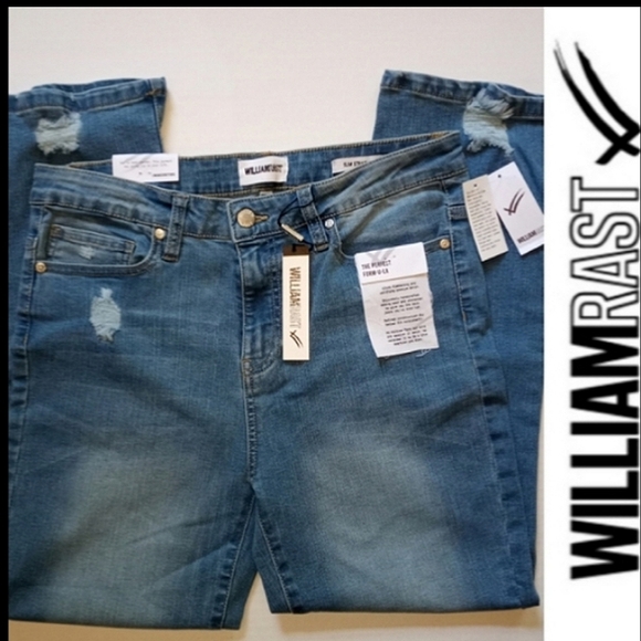 William Rast Denim - High Rise Slim Straight Stretch Jeans, Distressed 29 William Rast
